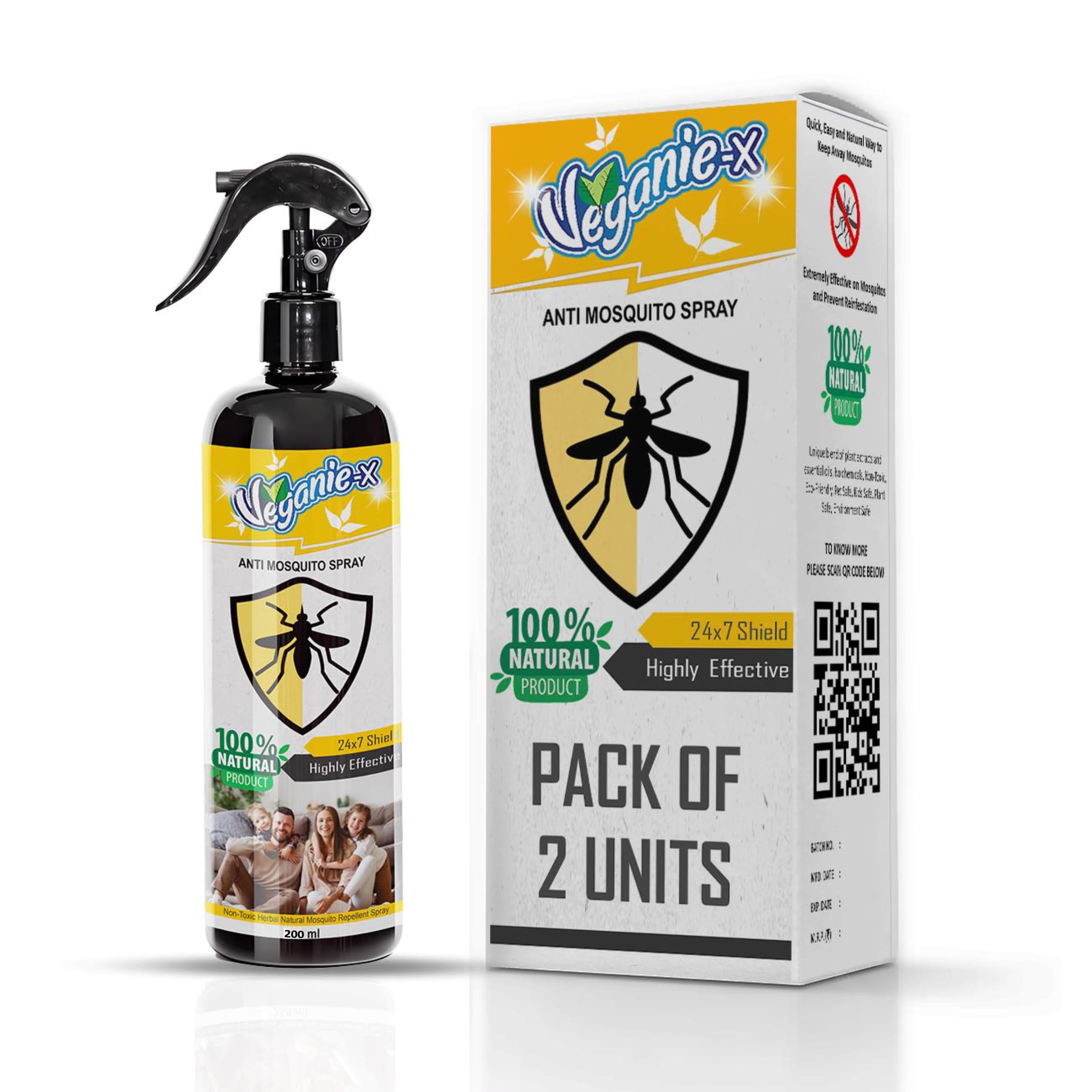 Veganie-X Mosquito Repellent Spray- Natural, Herbal Mosquito Repellent with Instant Action & Long Lasting PerformanceInsect Repellent With Tulsi Fregrance | Kids Safe Pet Safe (2 Units of 200 ml) (B0CVFQP1XG) Amazon Price History, Amazon Price Tracker