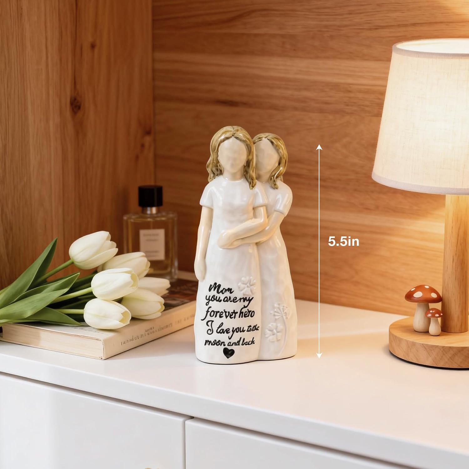 Mom Birthday Gifts from Daughter, Heartfelt Birthday Gifts for Mom, Unique Mom Gifts for Christmas, Mother's Day, Women's Day, Mother Daughter Hugging Hand-Painted Glossy-Finish Figurine - Image 4