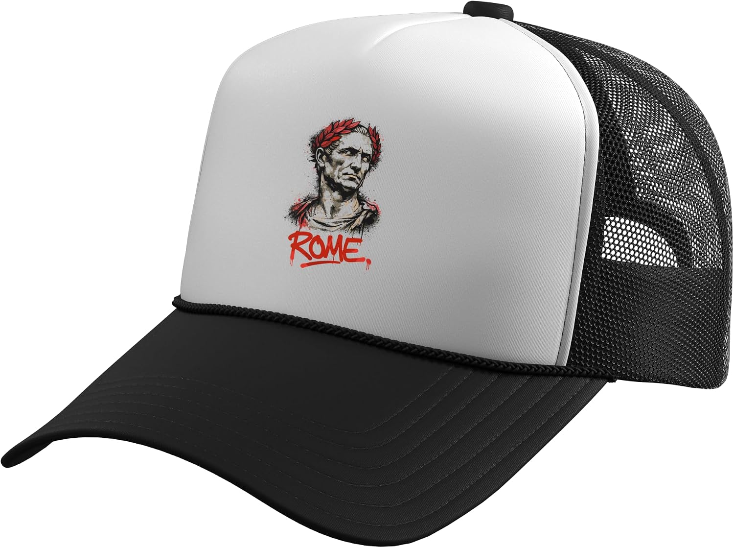 Rome Italy Roman Leader Street Art Design Trucker Hat with Adjustable Mesh Back