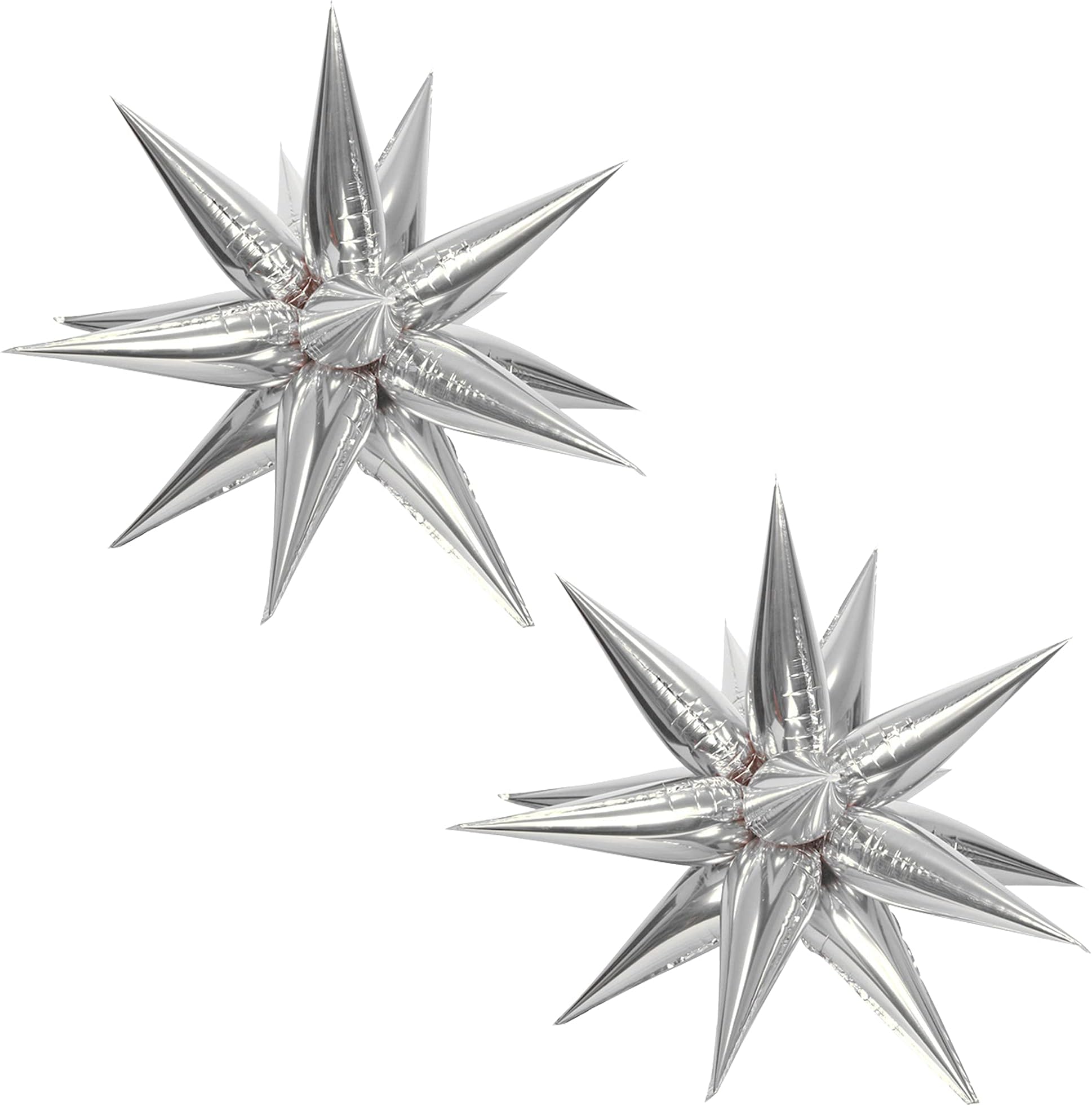 25PCS Silver Foil Cone Balloon Star Balloons Explosion Star Foil Balloons Point Birthday Wedding Party Opening Ceremony Baby Shower Droplet Tone Aluminum Foil Balloon Party Supplies