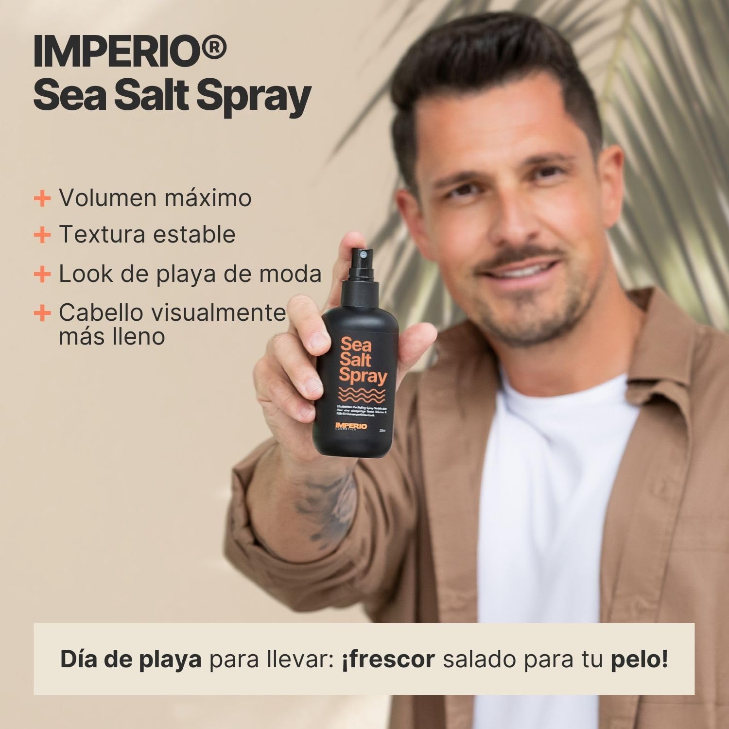 IMPERIO Sea Salt Spray - 250ml Spray Sal Marina Pelo para Más Volumen Y Textura Estable - Perfectas Ondas Surferas, Más Volumen y Agarre con Poder del Mar - Fragancia Unisex