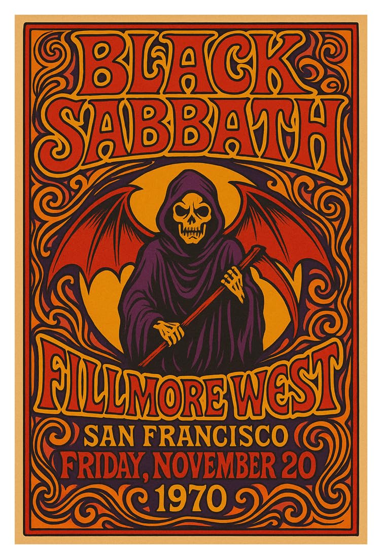 Amazon.com: Posters Forever Black Sabbath Concert Poster, Fillmore