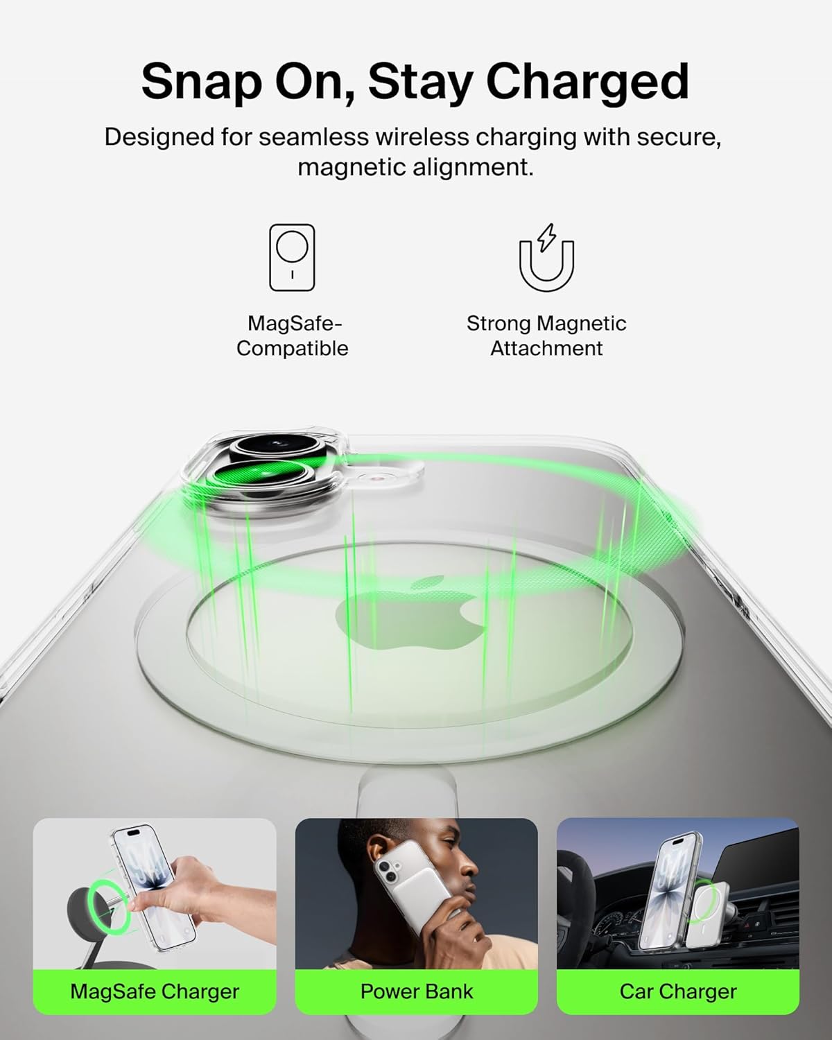 Belkin for iPhone 17 Case, Clear, MagSafe Compatible w/Anti-Scratch & Anti-Yellowing Treated Coating, Touch Sensitive Camera Control - Military Grade, Slim Design, Shockproof, Protective