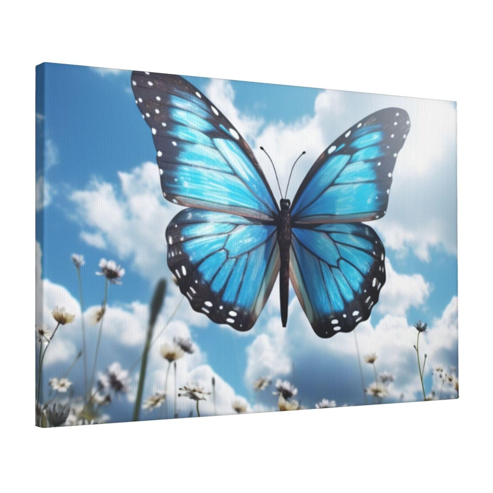 Impression papillon bleu sur toile HD affiche murale Premium - 8