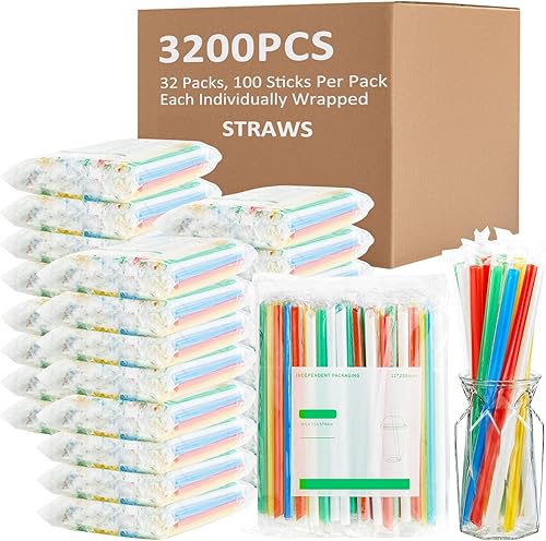 Miniatura 8 de Tessco 3200 pajitas jumbo para batidos, paquete de 32 100 unidades cada una, pajitas Boba de 0.43 x 9.84 pulgadas, pajitas de té de burbujas