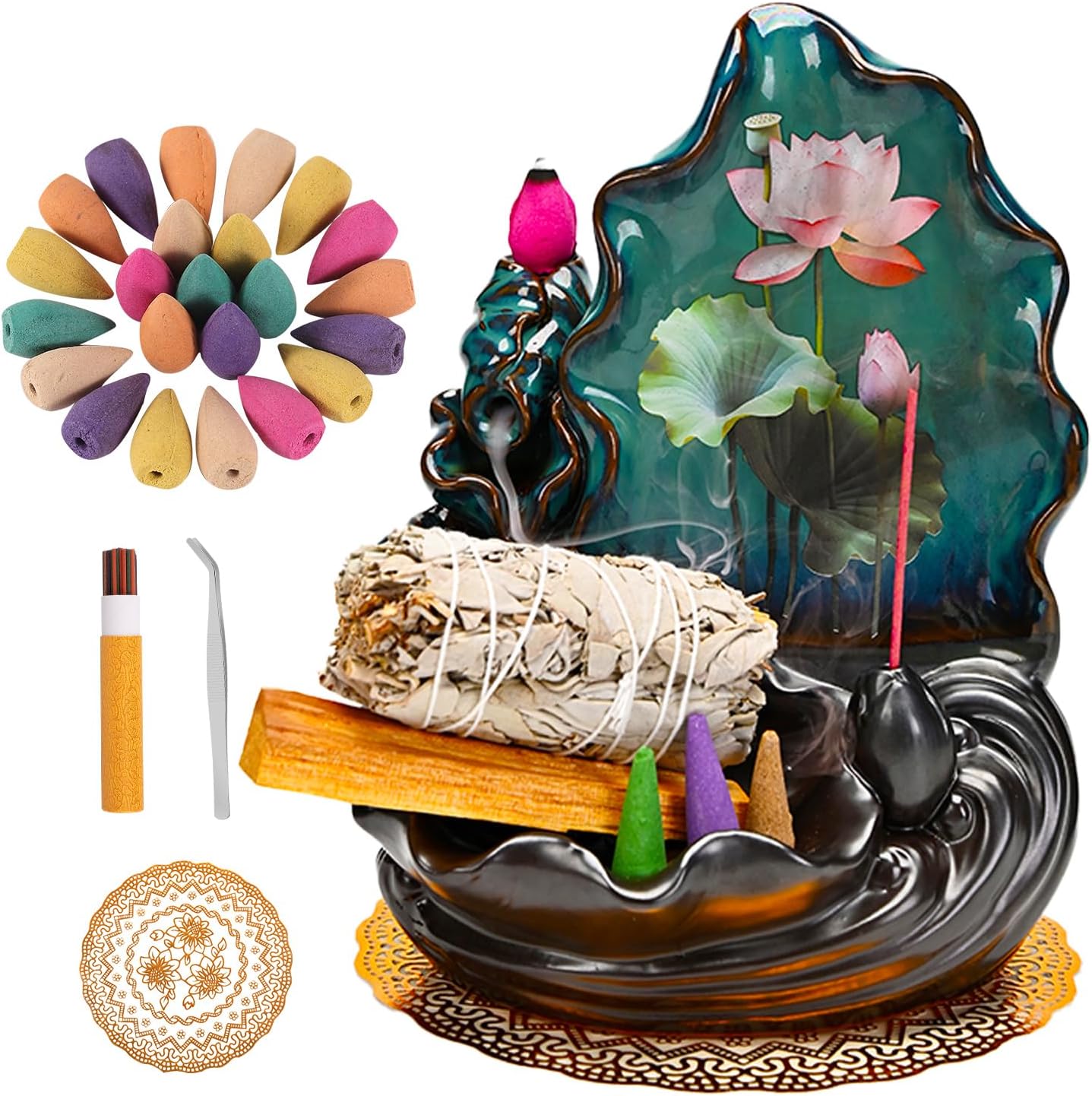 Zvaiuk 5 in 1 Backflow Incense Burner, Palo Santo Incense