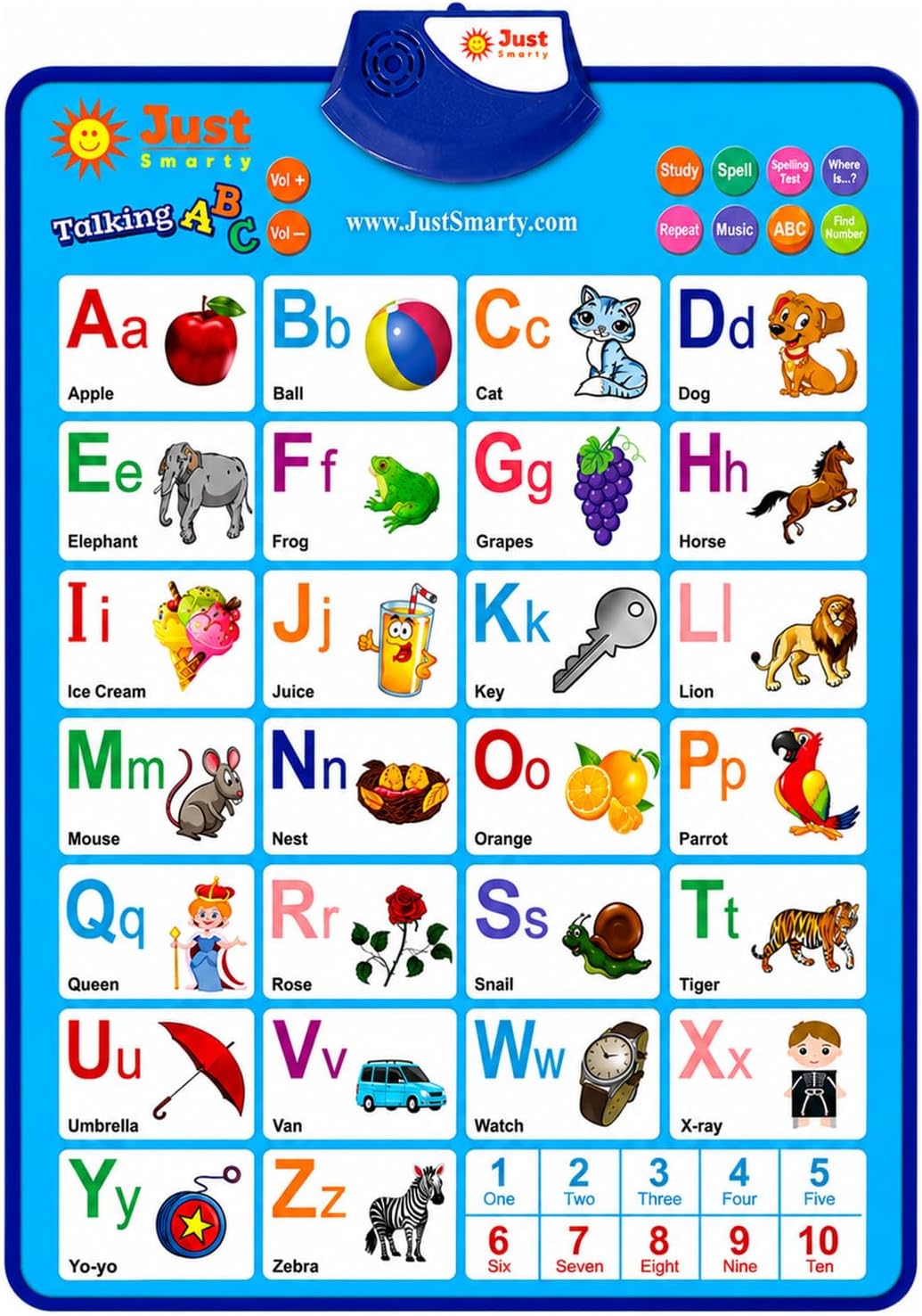 Just Smarty Interactive Alphabet Wall Chart, ABC & 123's, Blue