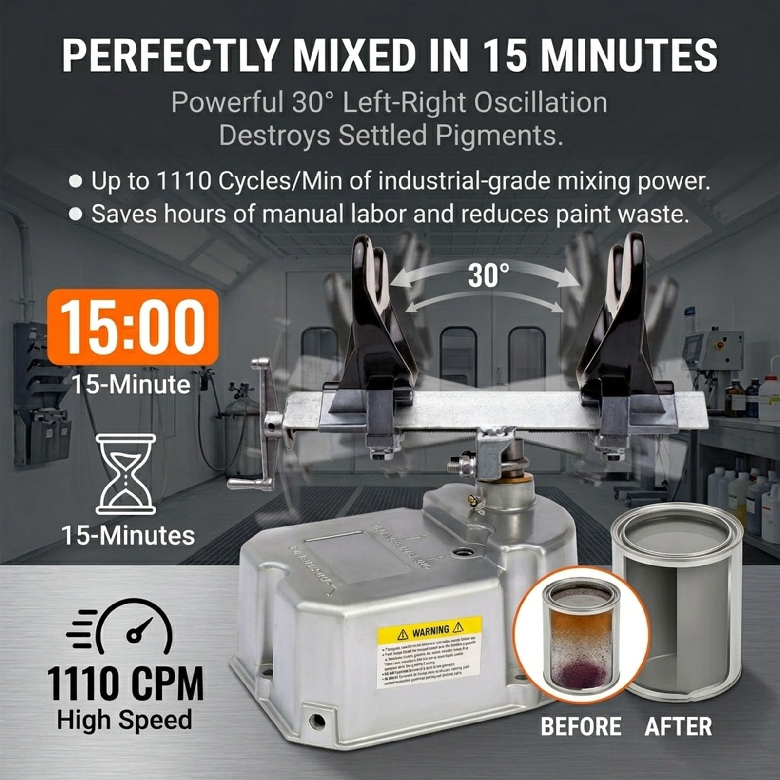 Agitatore Pneumatico per Vernice Professionale 700 RPM Miscelatore ad Aria Compressa per Secchi di Vernice da 1 Pinta a 1 Gallone Macchina Antideflagrante 70 PSI per Inchiostro Resina Colla