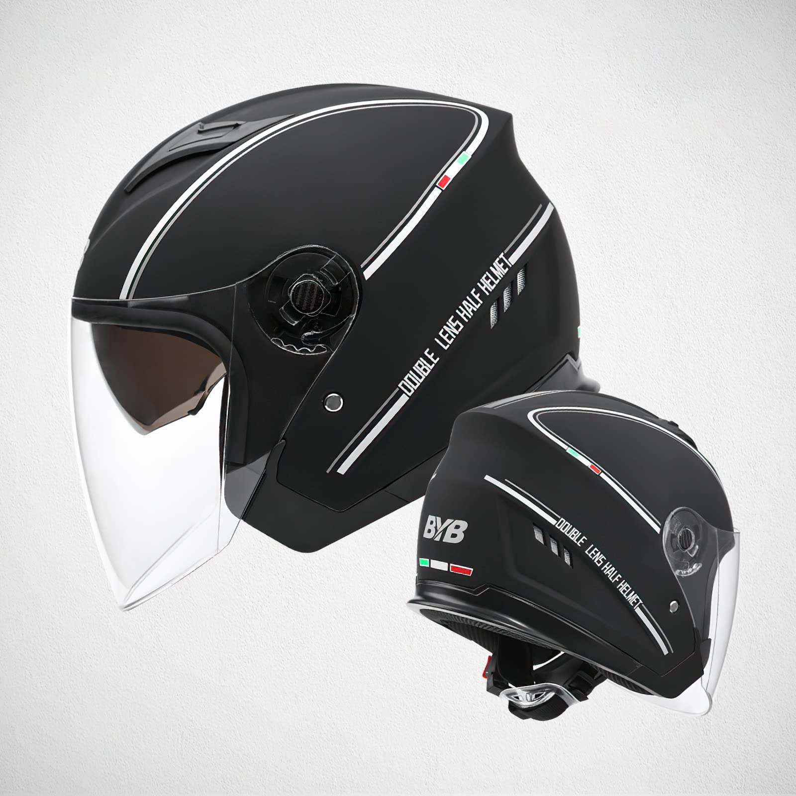 Casco de Moto Jet Abierto, Casco de Patinete Eléctrico con Visera, Casco Moto de Scooter para Mujer Hombre Adultos