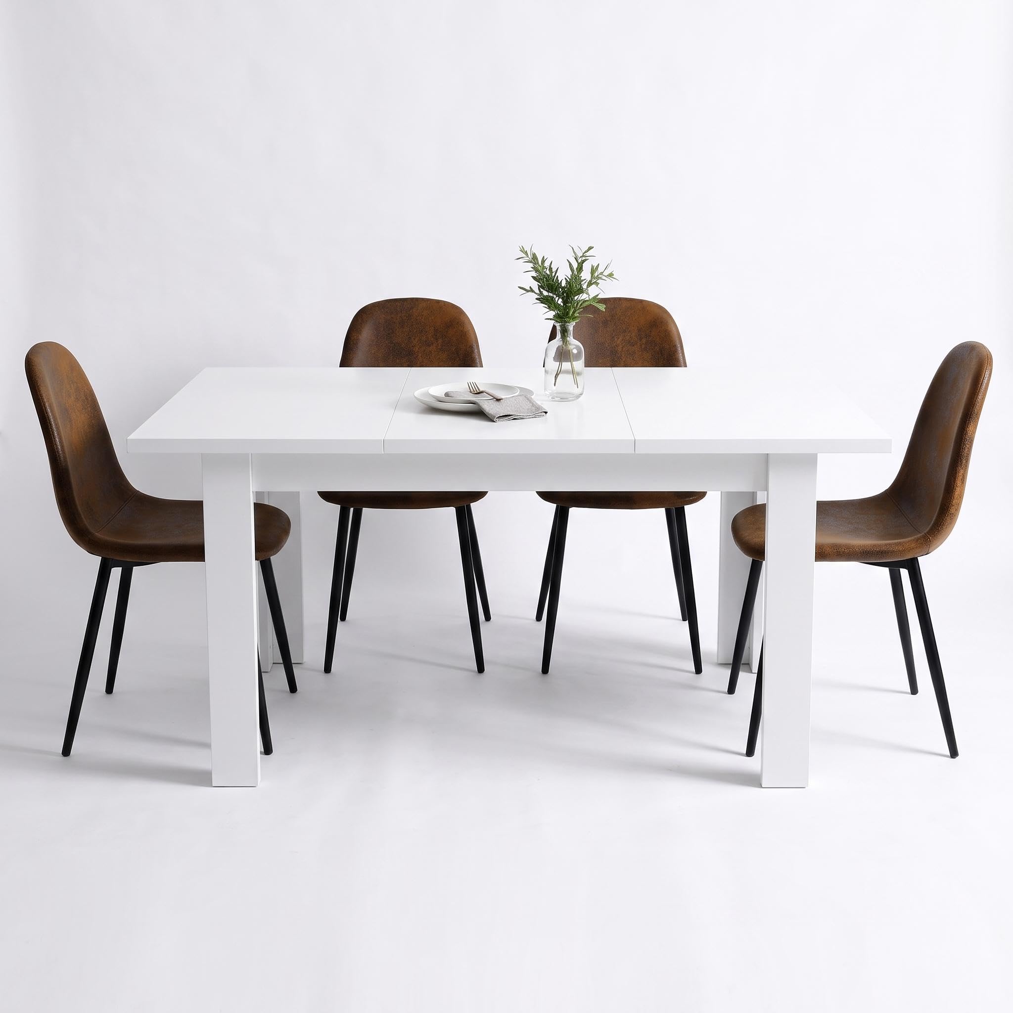 Mesa plegable con almacenamiento oculto y 4 sillas de ante cómodas