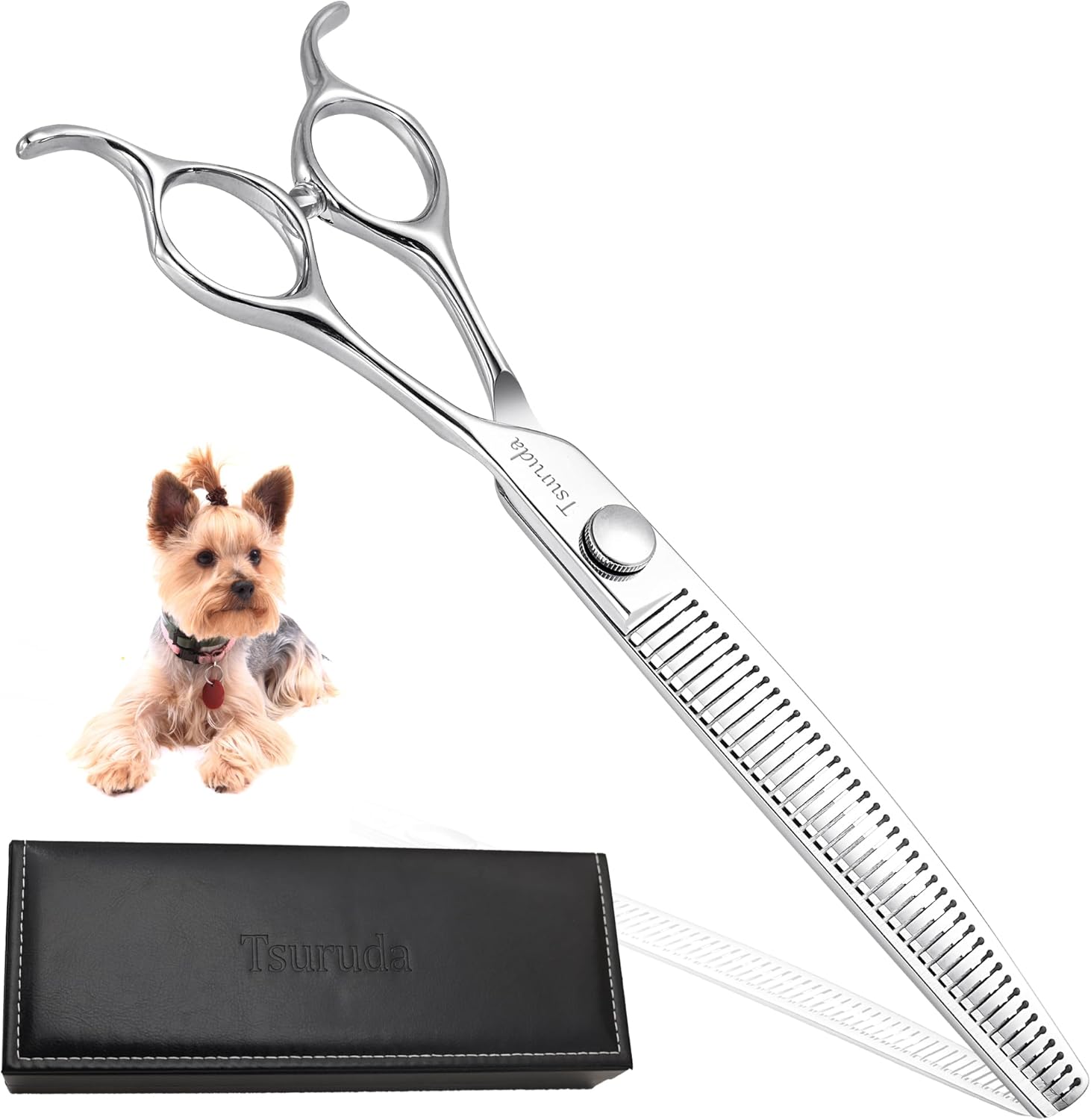 Dog Grooming Scissors: 7.0 inch Professional Pet Curved Thinning Shears Made Of Japanese 440C Advanced Stainless Steel for Dogs Cats and Other Pets (Curved Blender, 7.0inch)