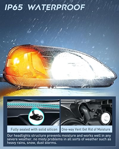 Miniatura 4 de Nilight Conjunto de faros delanteros compatible con Honda Civic 1999 2000 de repuesto, carcasa negra, reflector ámbar, lente transparente mejorada