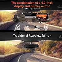 Vista 9 de Cámara de salpicadero de espejo frontal y trasera para coche, 4 pulgadas, pantalla IPS 1080P, espejo retrovisor, montaje de cámara de tablero