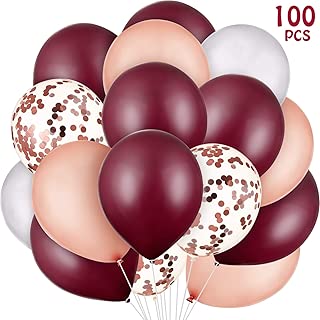 Gejoy 100 Pieces Burgundy Balloons Rose Red Latex Balloons Confetti Balloonss for Wedding Baby Shower Birthday Party Favor, 12 Inches - coolthings.us