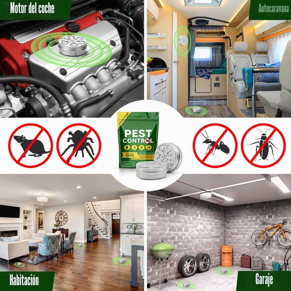 Repelente de Plagas, Repelente de Ratones y Ratas para Casa y Coche, Repelentes de Roedores para Interiores y Exteriores, Mejor Que los Dispositivos Ultrasónicos – 2P