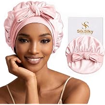 SilkSilky 100% Mulberry Silk Bonnet for Sleeping Women Long Hair, LightPink