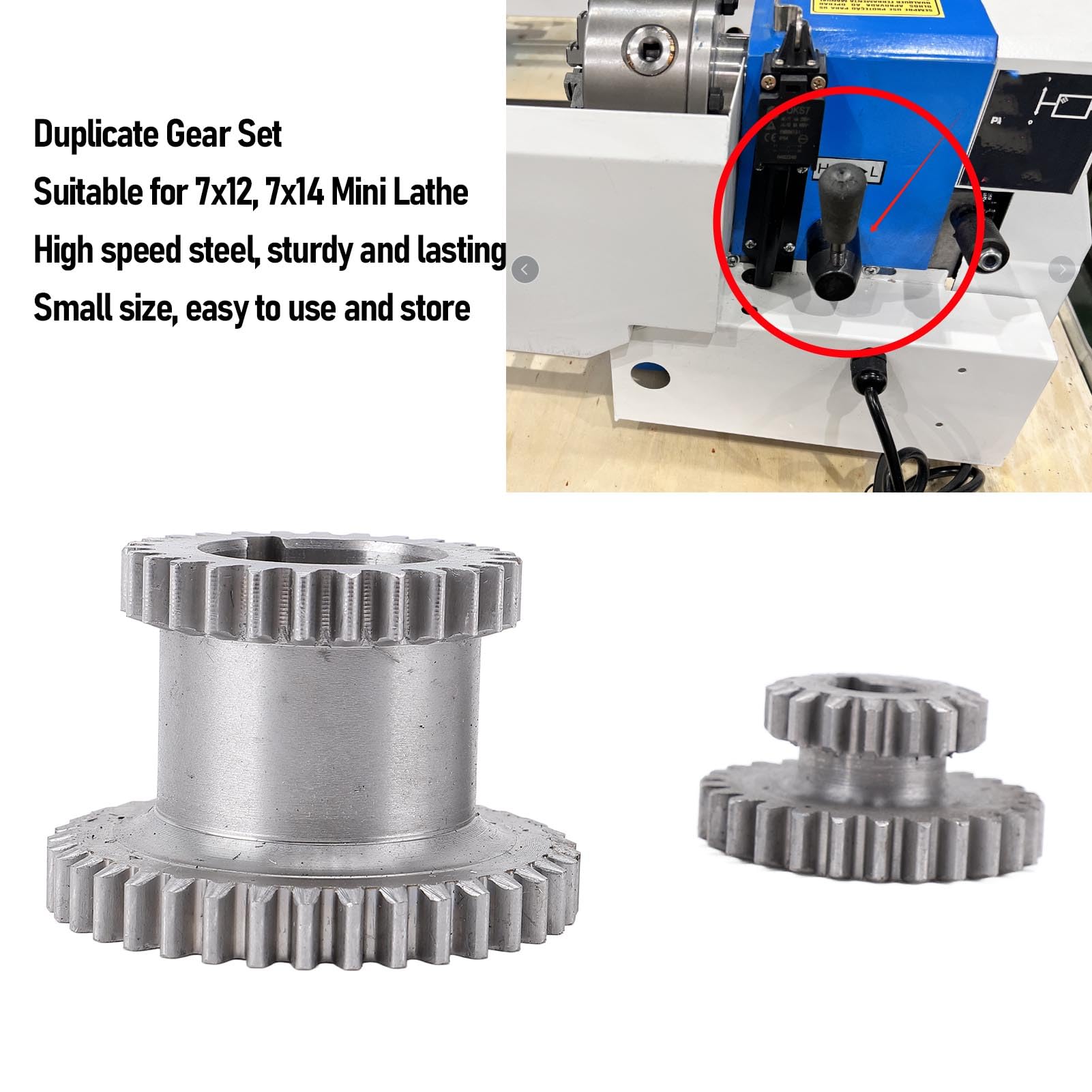 Juego de Engranajes de Torno de Metal, Engranaje Duplicado Fijo T37 T27 con Deslizante T26 T16 para Mini Torno 0618 7x12 7x14