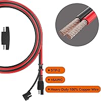 Vista 4 de POWISER - Cable de extensión SAE a SAE de 3 pies, conector de desconexión rápida 16 AWG, para panel solar automotriz, enchufe SAE (3 pies (16 AWG))