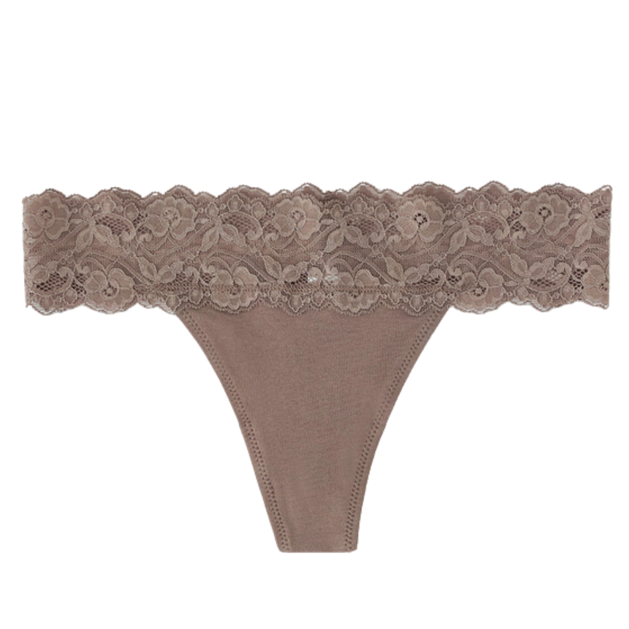 Thong for Women Cotton Underwear Low Rise Panties Woman G-String LACE Waist Thongs/Low Rise Waist -Set of 1 (in, Alpha, S, Regular, Brown)-image-25