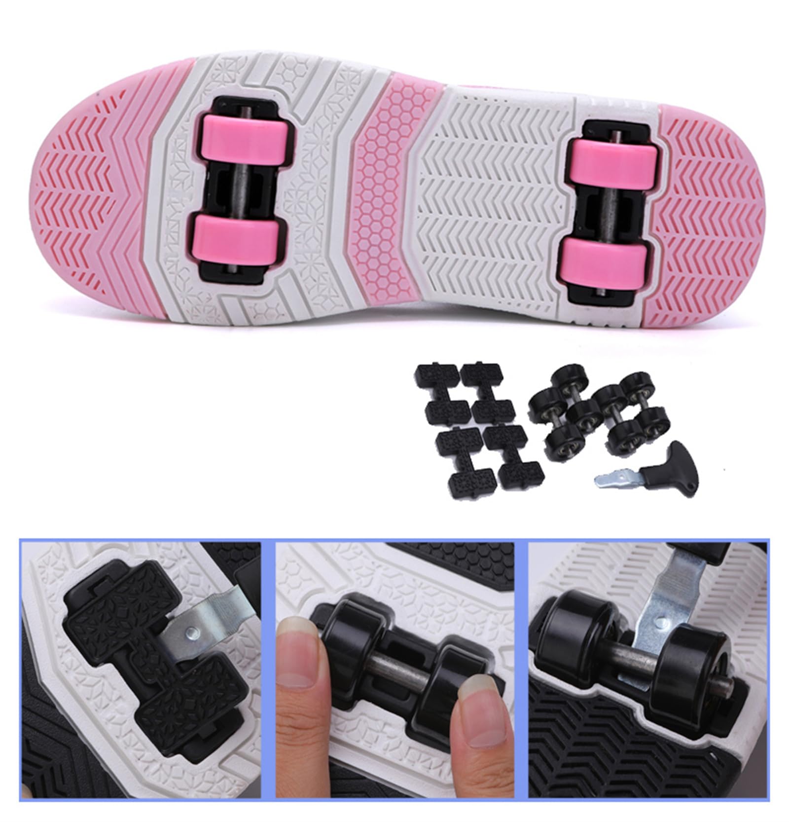 Mateju Zapatos con Ruedas para y Niñas, Patines Multiusos 2 en 1, Zapatillas Deportivas al Aire Libre Retráctil con 4 Ruedas, Zapatillas de Skateboarding Niña Niño