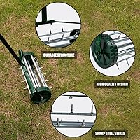 Vista 4 de Yeeoy Aireador manual de césped resistente de 18 pulgadas con mango antideslizante, picos de púas, aireación de suelo con púas rotativas