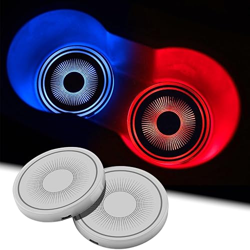 2 luces LED para portavasos de automóvil, 7 colores iluminados, accesorios de iluminación interior recargables por USB para decoración de auto,