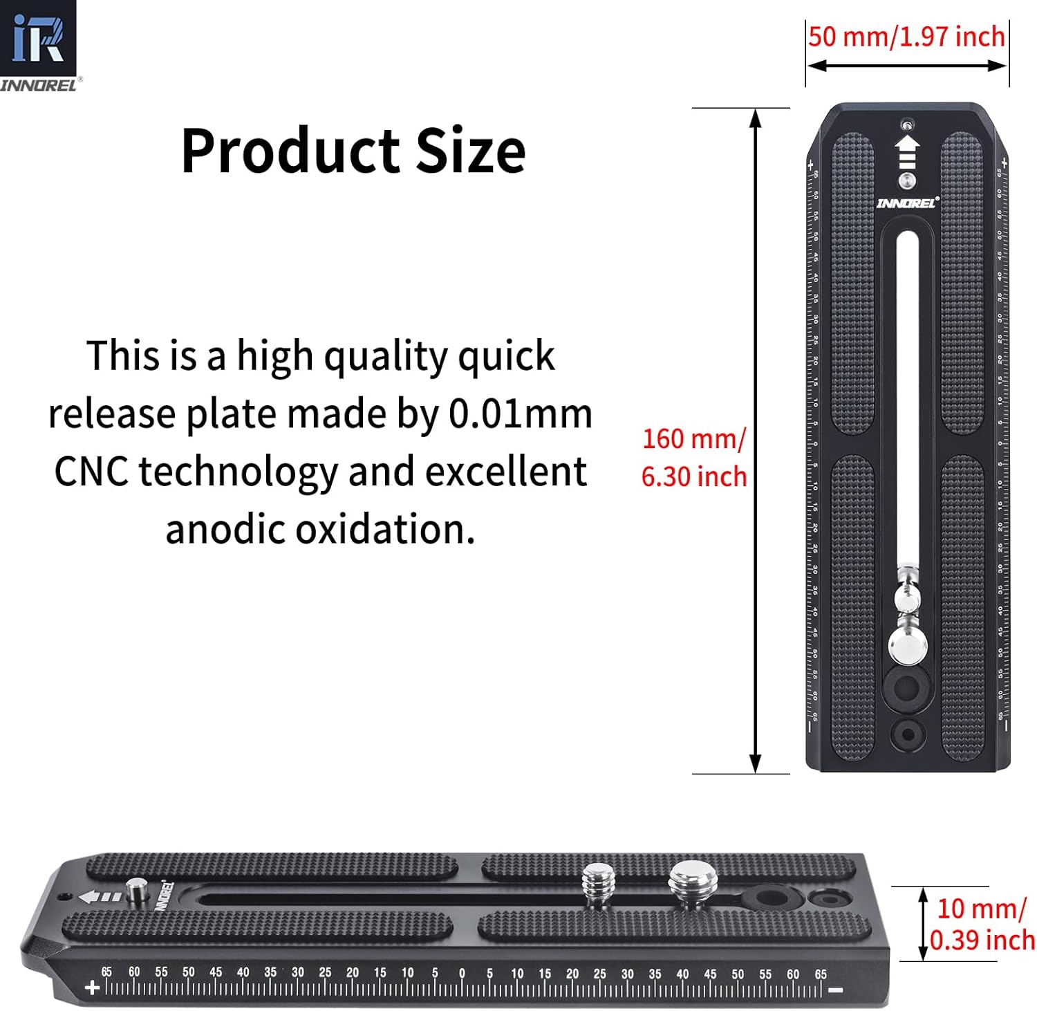 INNOREL Universal Replacement Quick Release Plate 160mm Long 50mm Width QV160 Mount with 1/4" and 3/8" Screws for Manfrotto 501PL Series Video Fluid Head, f60,DSLR Cameras,Camcorders - Image 3