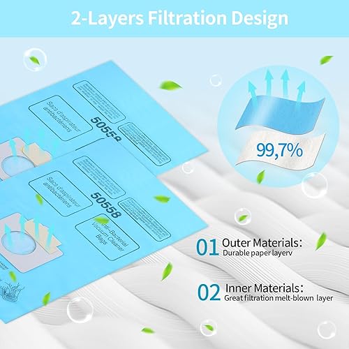 Miniatura 3 de Paquete de 20 bolsas de vacío de repuesto 5055 para recipiente tipo C/Q 5055 50555 50557 50558 50403 50410 53291 tipo C-5 C-18 azul