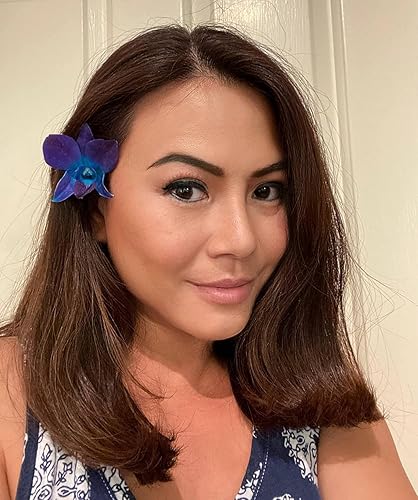 Miami Fresh Orchid Flower OrchidClub USA Sunne Tropical Loose Bloom DIY Lei, decoración de alimentos y bebidas 5050 (amarillo y azul)