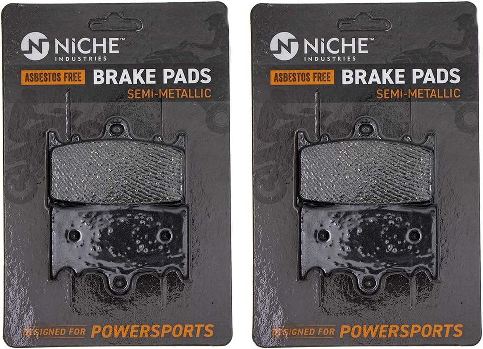 NICHE Brake Pad Set for Kawasaki Ninja ZX6R ZZR600 Suzuki SV1000S 43082-1142 Front Semi-Metallic 4 Pack