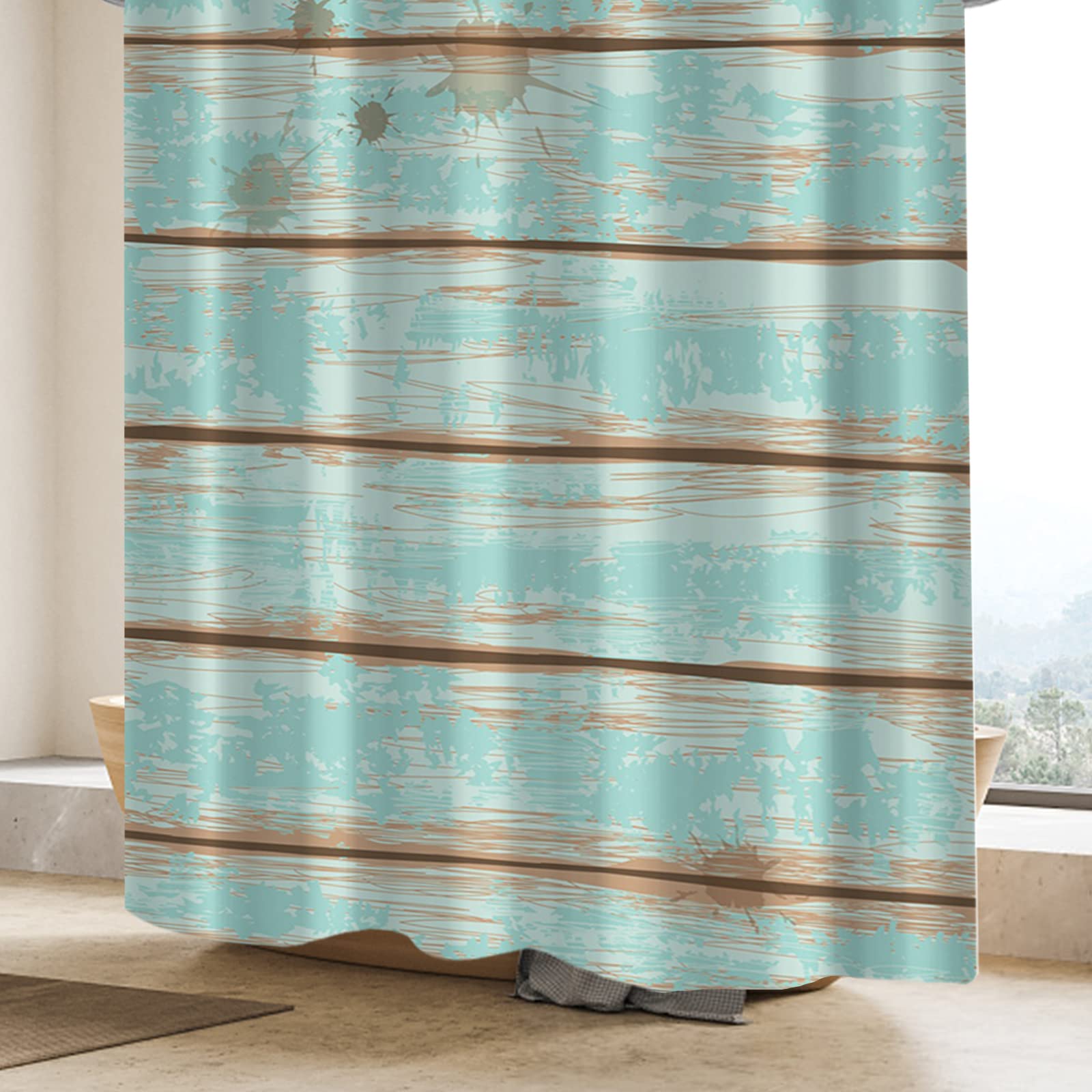 Retro-Holz-Duschvorhang – Vintage Holzoptik, Wasserdicht, 180x180 Cm – Perfekt Für Bad & Hotel