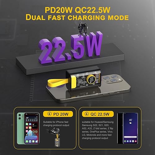 Miniatura 6 de Cargador portátil de 10000 mAh, batería externa transparente de carga rápida de 22.5 W, cargador de teléfono portátil USB C externo de entrada y