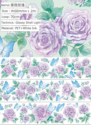 Miniatura 10 de ZSALTT PET Hermoso Nicho Collage Materiales Flores y Plantas Cinta washi para decoración hecha a mano DIY (90419)