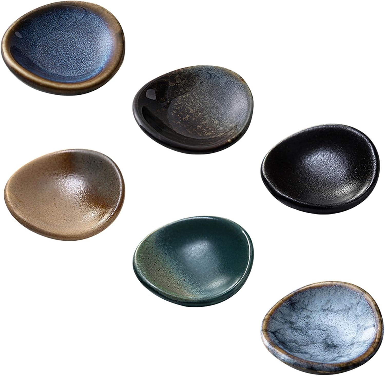 Ceramic Chopstick Stands and Chopstick Rests Set, 6pcs round Japanese Style Tableware Racks for Dining and Kitchen Use
