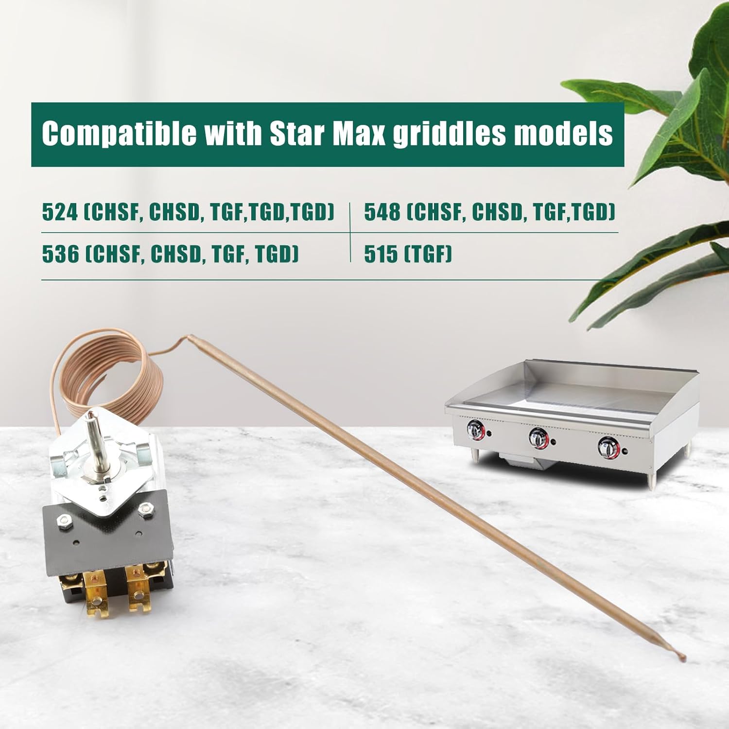 YUXIVCNE Upgraded SA-465-36 Electric Griddle Thermostat Control SA-100-450 Compatible with Star Max Griddle 2T-Z5958 MFG 2T-Z5958 MFG Z5958 Thermostat Replacement for AllPoints 46-1368, Temp 100-450F