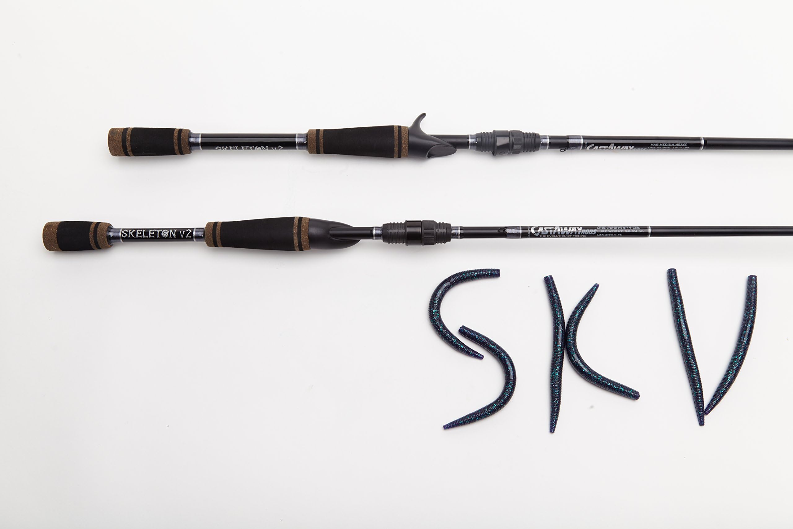 CastAway Skeleton V 6'8" Heavy Worm Jig Freshwater Casting Fishing Rod Pole F Action H Power