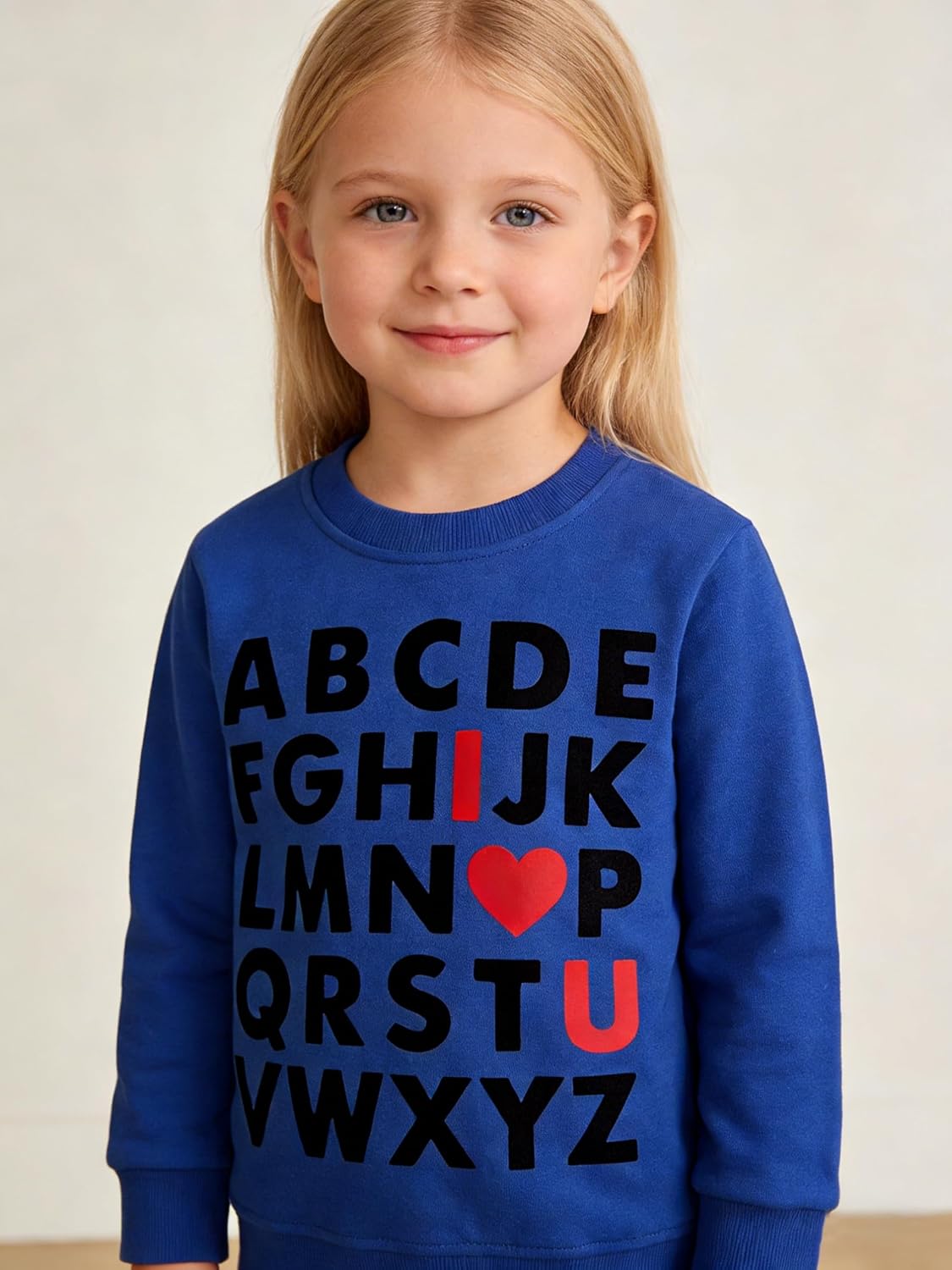 Mrocioa ABC I LOVE U Sweatshirt Toddler Boys Girls Shirt Kids Valentine's Festival Outfit Long Sleeve VDAY Tops