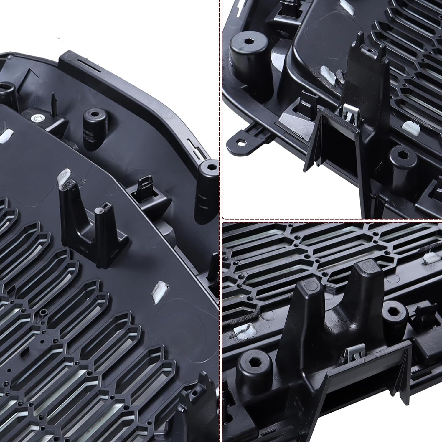 Grille Set 8pcs Compatible with 2021-2024 GMC Yukon/Yukon XL Denali Front Upper Grill Upper Lower Hood Molding Trim Camera bracket Fog Light Bezel Fog Light Covers Gloss Black Kit