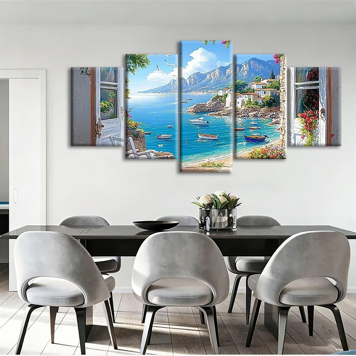 5-częściowy zestaw do haftu diamentowego kwadratowy plaża, krajobraz, diamentowy obraz, duży rozmiar 150 x 90 cm, 5D DIY wiele paneli kryształ górski ścieg krzyżykowy, kreatywny wypoczynek dla