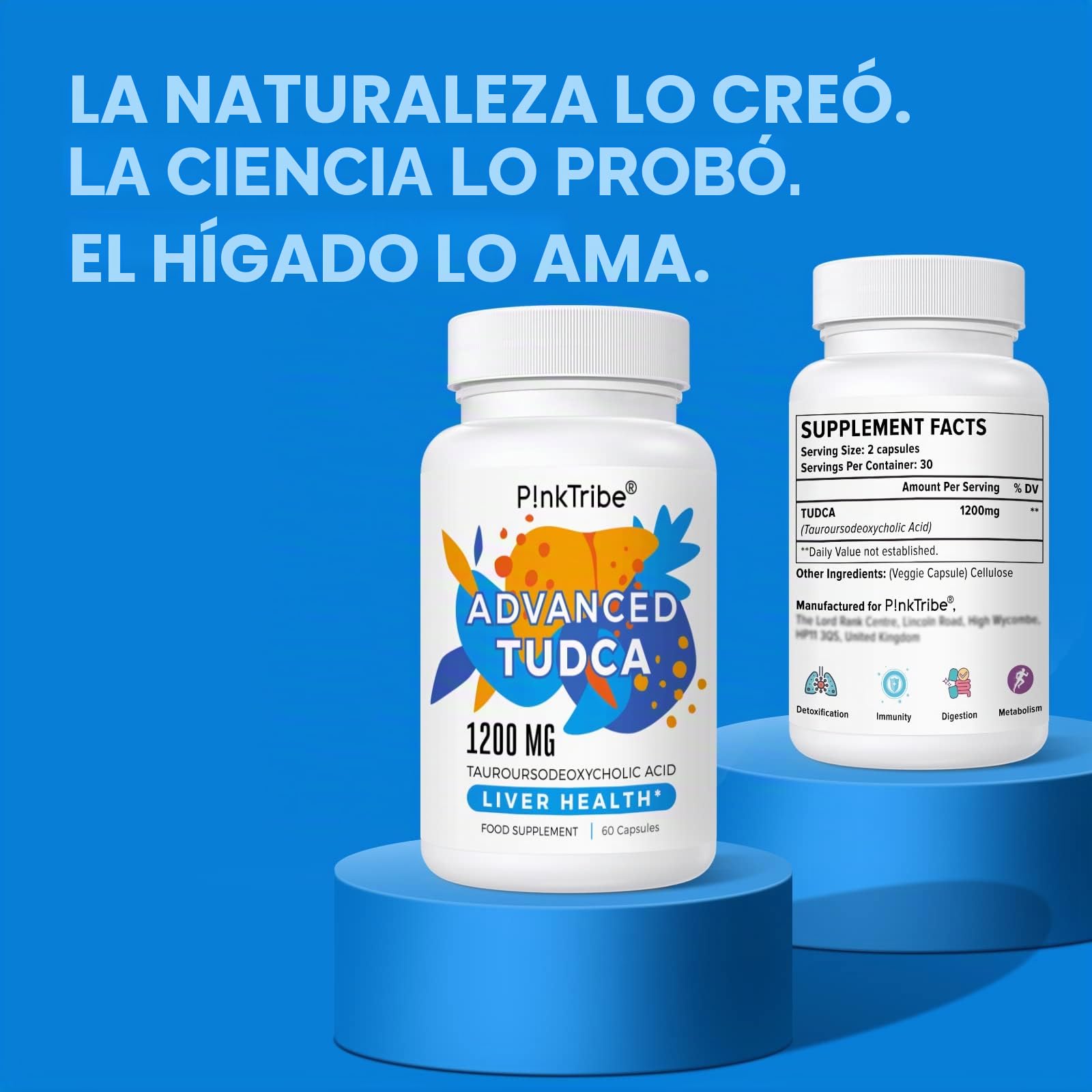 TUDCA (ácido tauroursodesoxicólico), suplemento hepático, 1200 mg por porción, 240 cápsulas