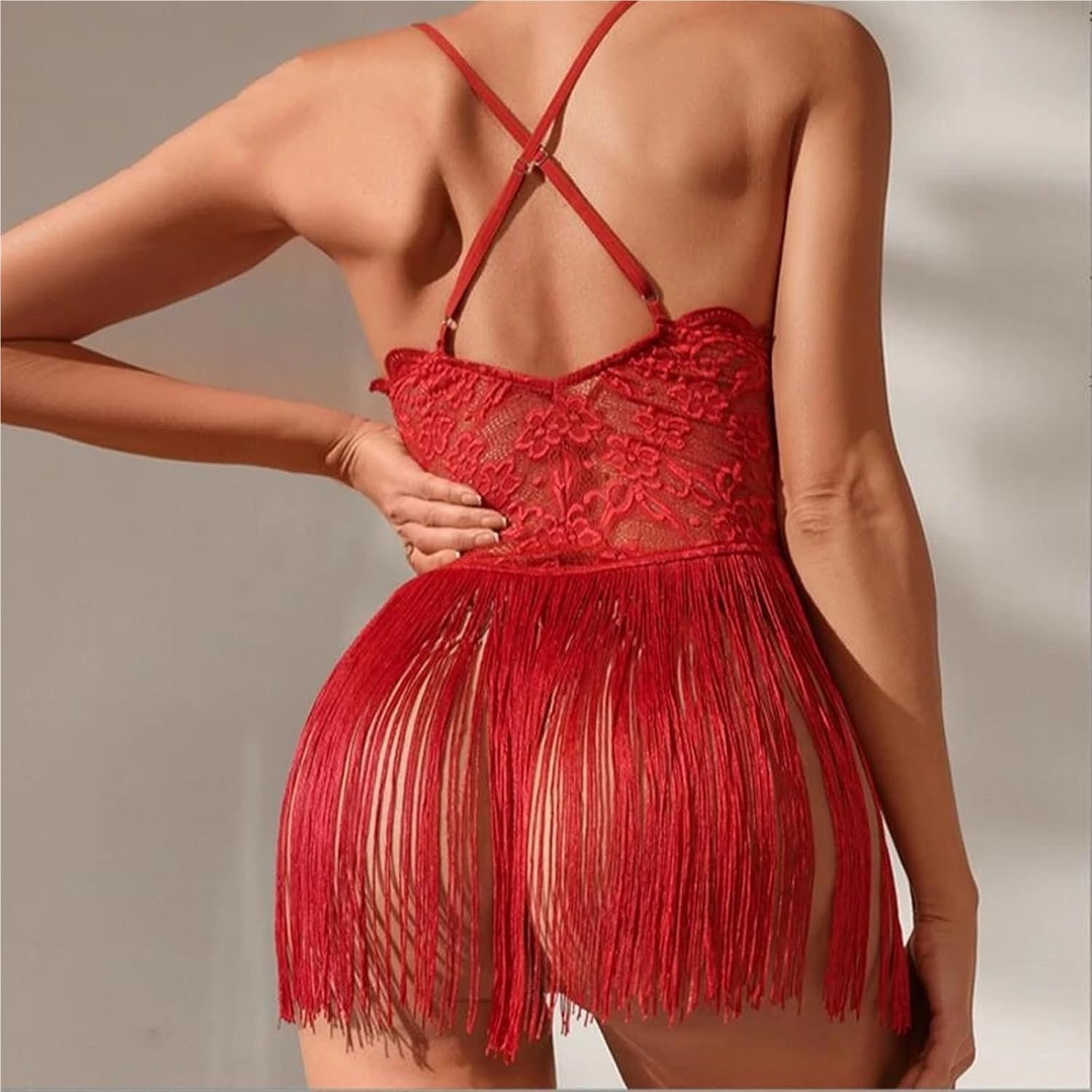 Sexy Erotic Lingerie Kit Women Temptation Lace Tassel Sensual Porn Underwear for Sex Hot Bodydolls Exotic Apparel(Black,XL)