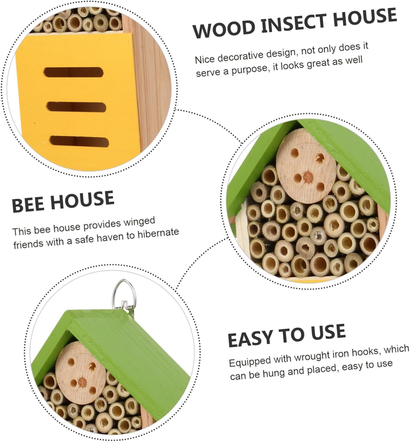 Wrought Iron Hooks Included Bee Shelter House Wooden Bee House Garden Decorati