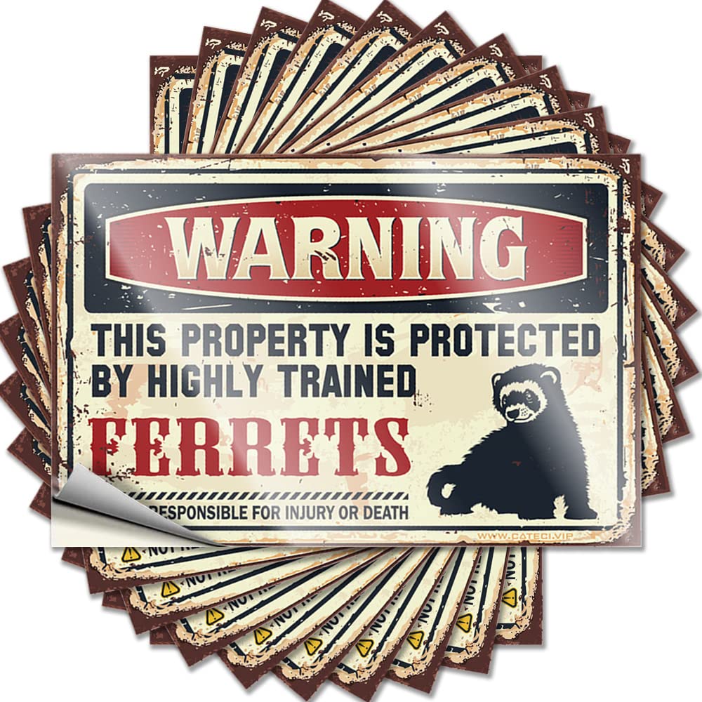 Fzfn Colour Outside Fall Decor Bumper Tattoos | Warning This Property Is Protected By A Highly Trained Ferrets Accent Durable Vinyl Sticker Easy Apply For Silicone(8X12cm)