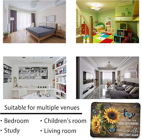 Miniatura 4 de Alfombra antideslizante con diseño de mariposa y girasol en tabla de madera, alfombra de suelo para cocina, dormitorio, sala de estar, decoración de