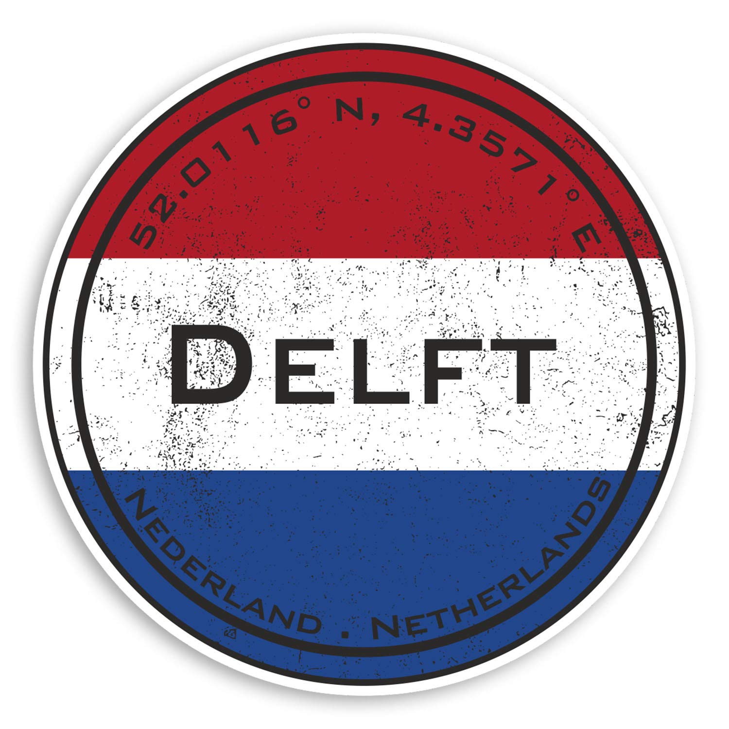 Destination Vinyl Ltd Multi 2 X 10Cm Delft Netherlands Vinyl Stickers - Flag Travel Sticker Luggage #20334 (10Cm Wide)