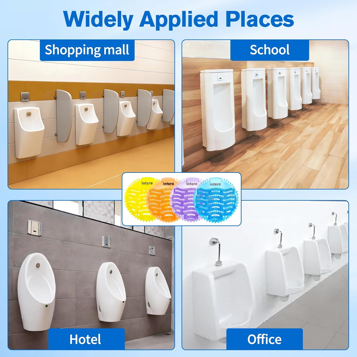 48 PACK Urinal Screen Deodorizer, 3D Wave Anti-Splash Odor Protection Urinal Cakes for Men Toilets, Long-Lasting Fresh Scents