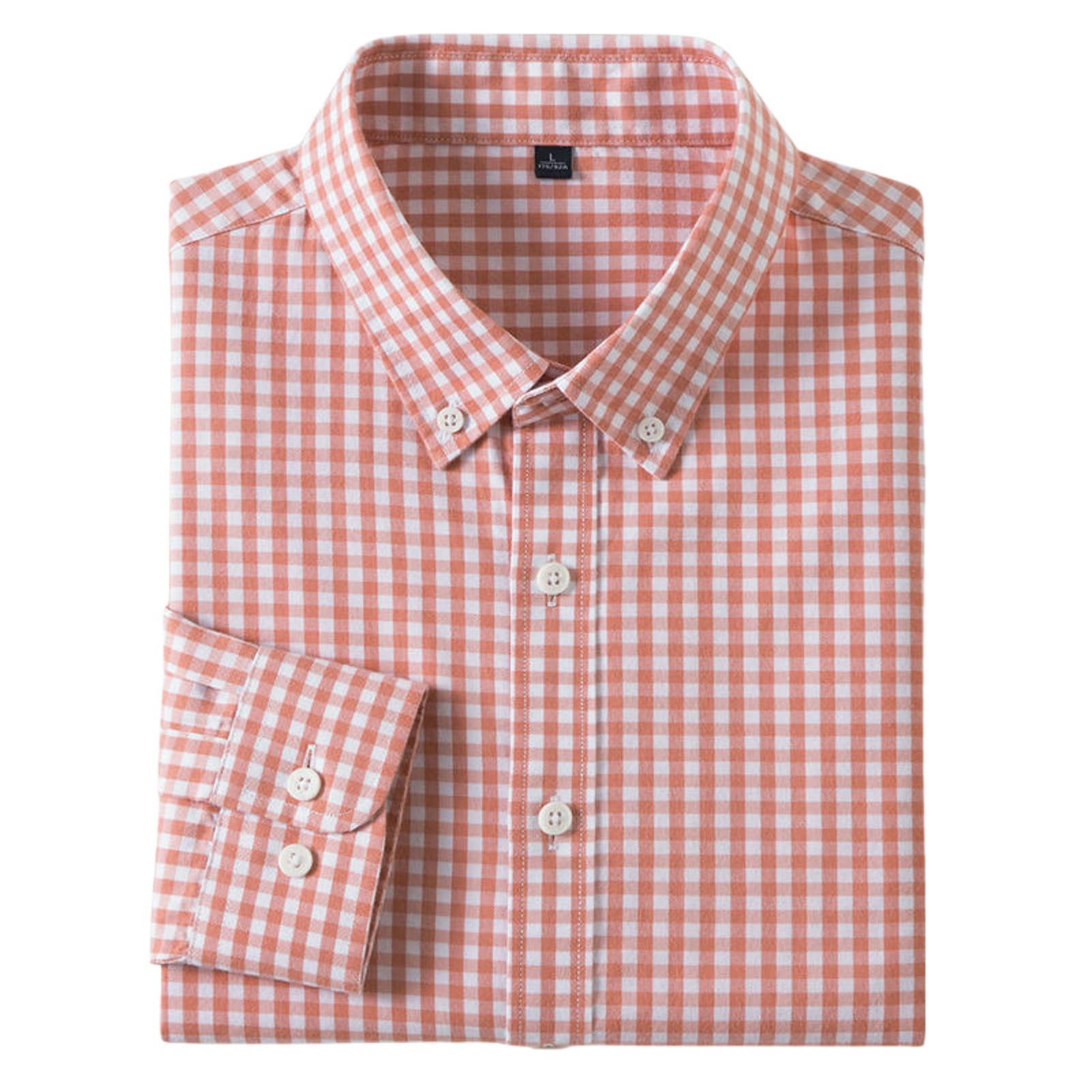 Camisa informal de manga larga de algodón a cuadros para hombre