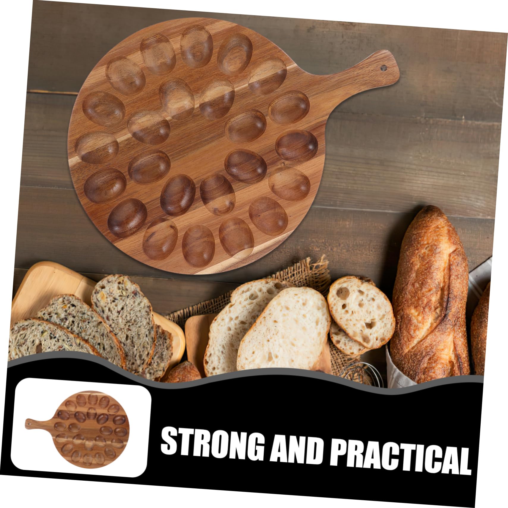 Unomor Wooden Deviled Egg Holder Tray Sturdy and Practical Chicken Egg Storage for Celebrations Unique Design Easy to Clean