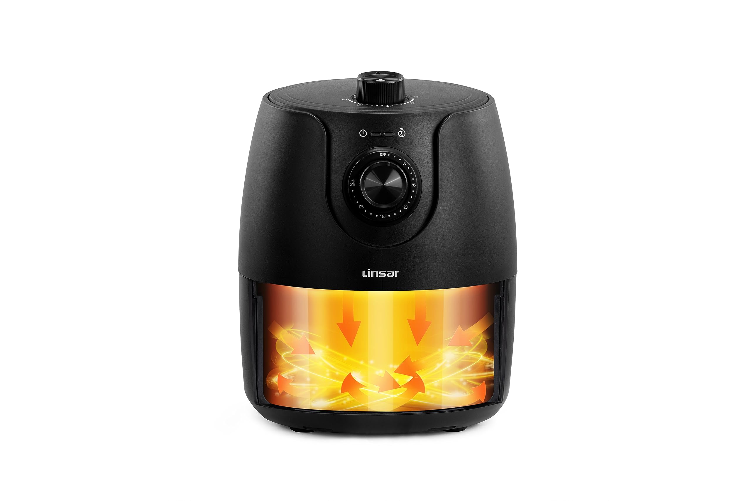 Linsar - Friggitrice ad aria calda 1,8L - Friggitrice ad aria con timer e funzione Keep Warm - Temperatura selezionabile - Più risparmio energetico e più veloce del forno - 1200 Watt - Piccolo (Nero)