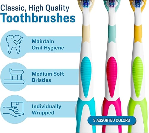 Miniatura 3 de Cepillos de dientes reutilizables, envueltos individualmente, medianos, suaves, estándar, clásicos, con cerdas de nailon para la salud dental,